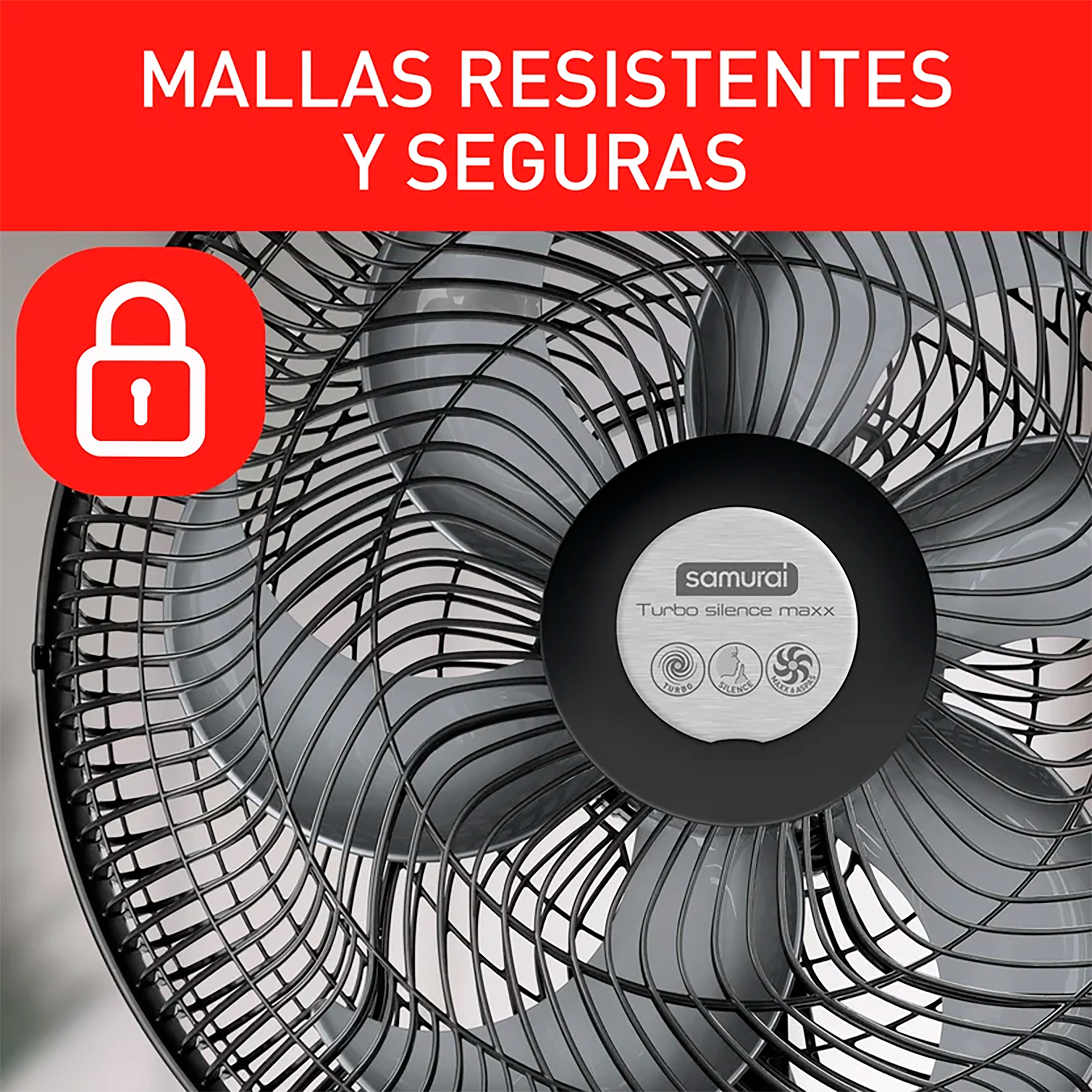 Ventilador Samurai Turbo Silence Maxx 3 en 1, 3 Velocidades, Negro