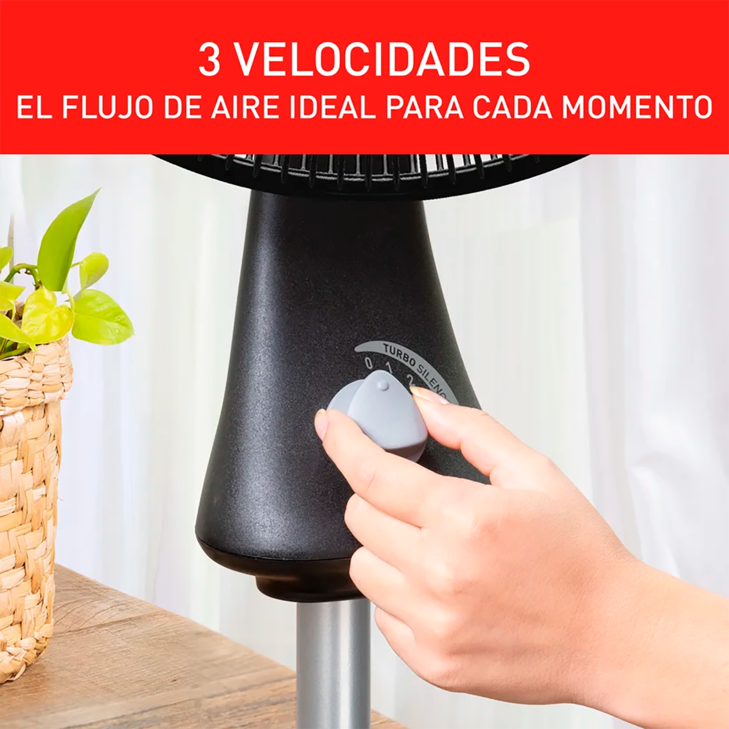 Ventilador Samurai Turbo Silence Maxx 3 en 1, 3 Velocidades, Negro