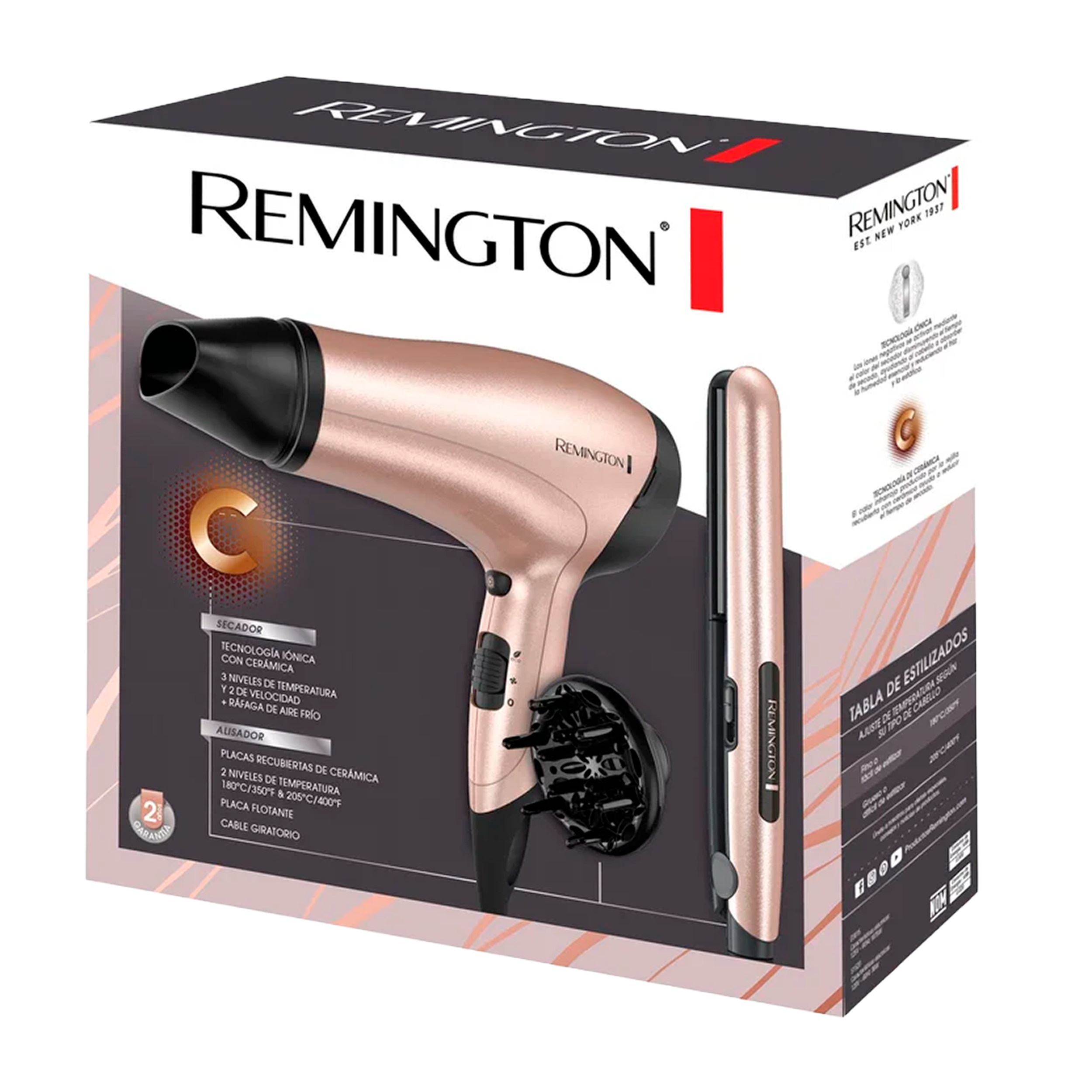PLANCHA REMINGTON+SECADOR ROSE GOLD