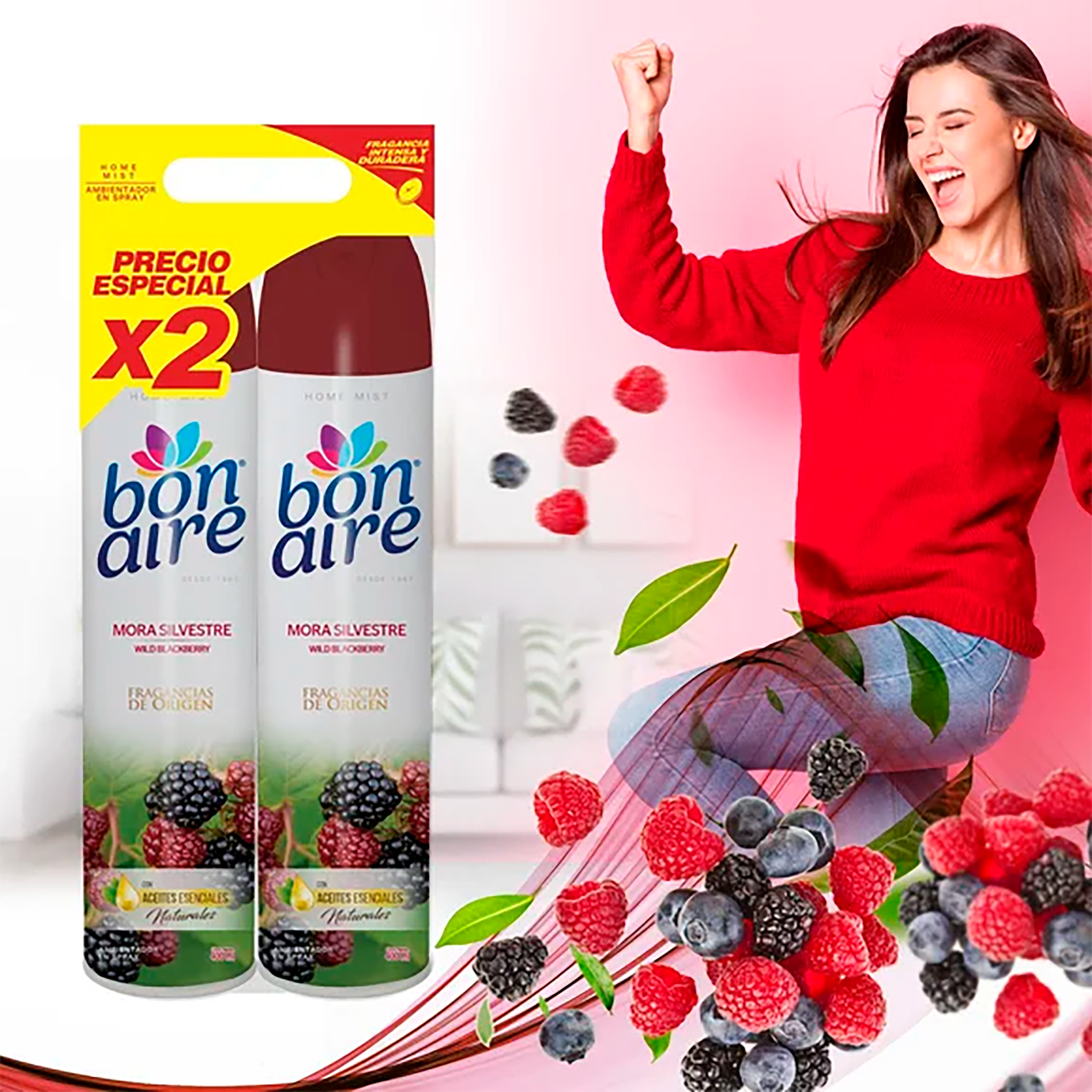 AMBIENTADOR AEROSOL BONAIRE X400ML FRUTOS ROJOS