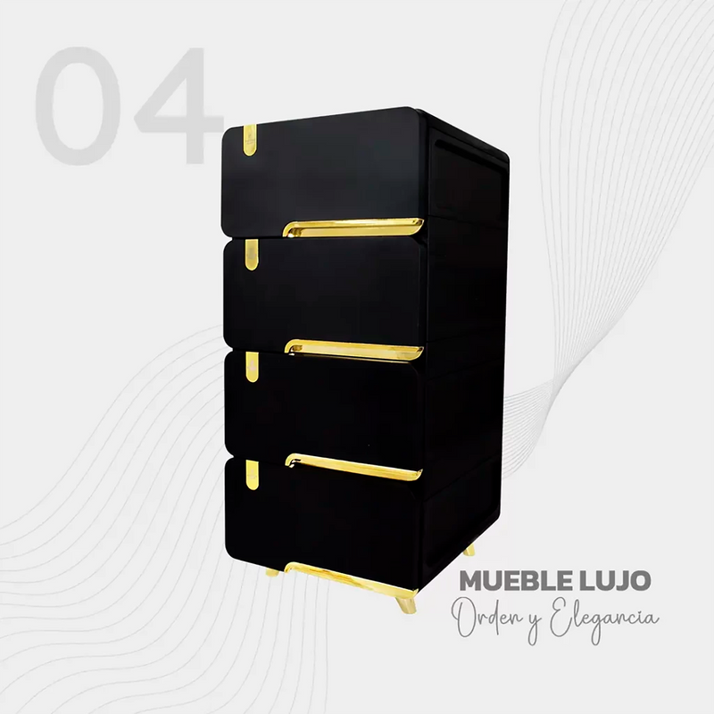 MUEBLE LUJO PEQUEÑO X4 CAJONES DORADO LUXURY