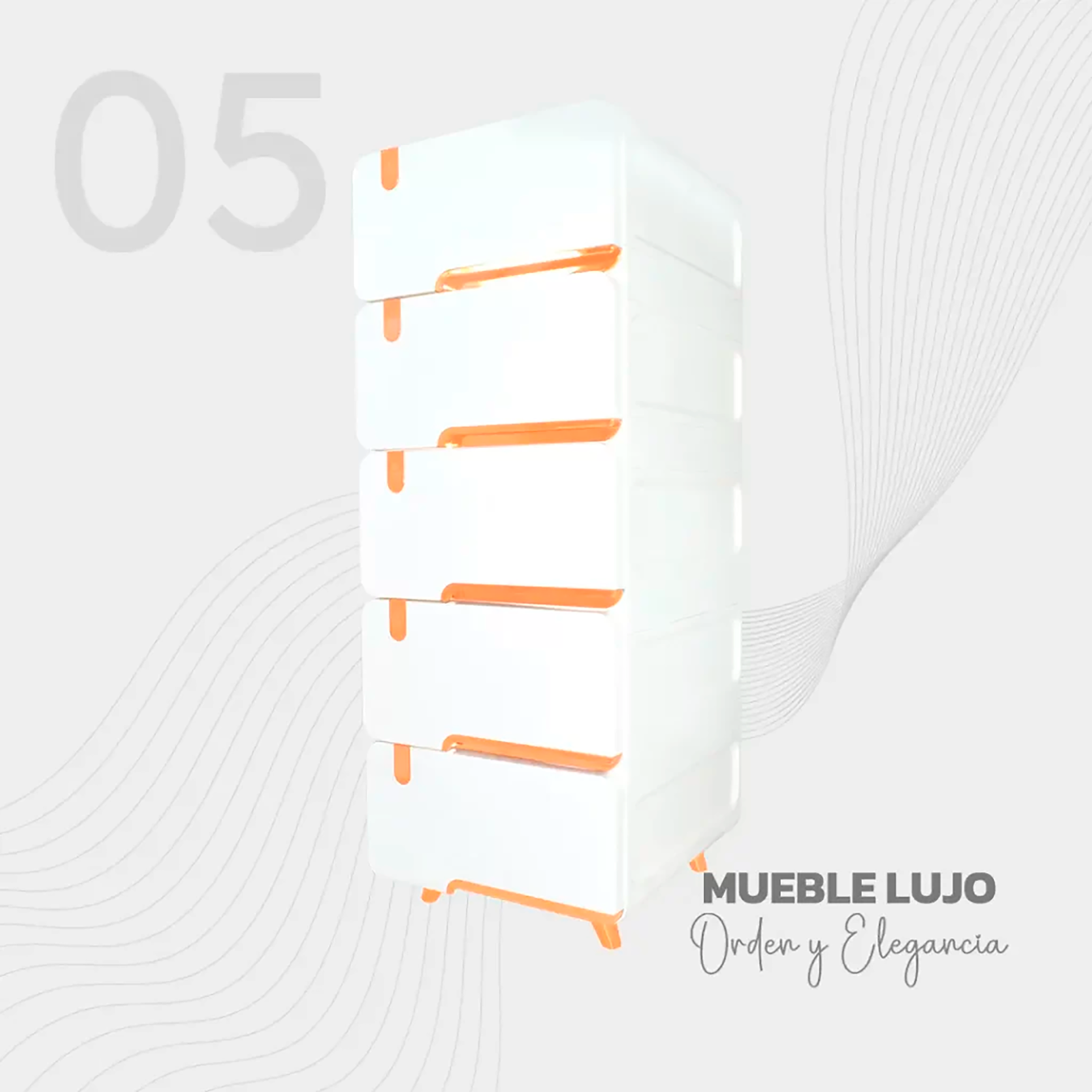 MUEBLE LUJO PEQUEÑO X5 CAJONES COBRE LUXURY